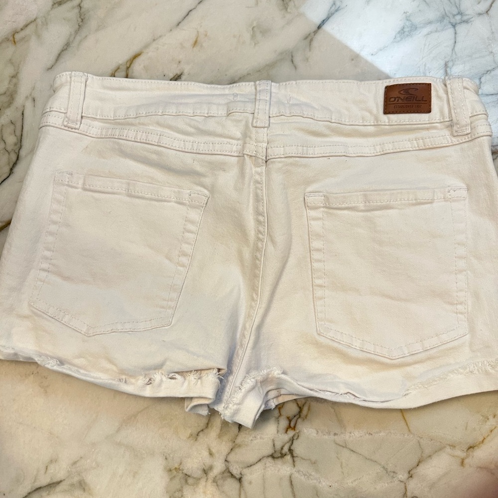O'Neill White Jean Shorts Distressed Hem